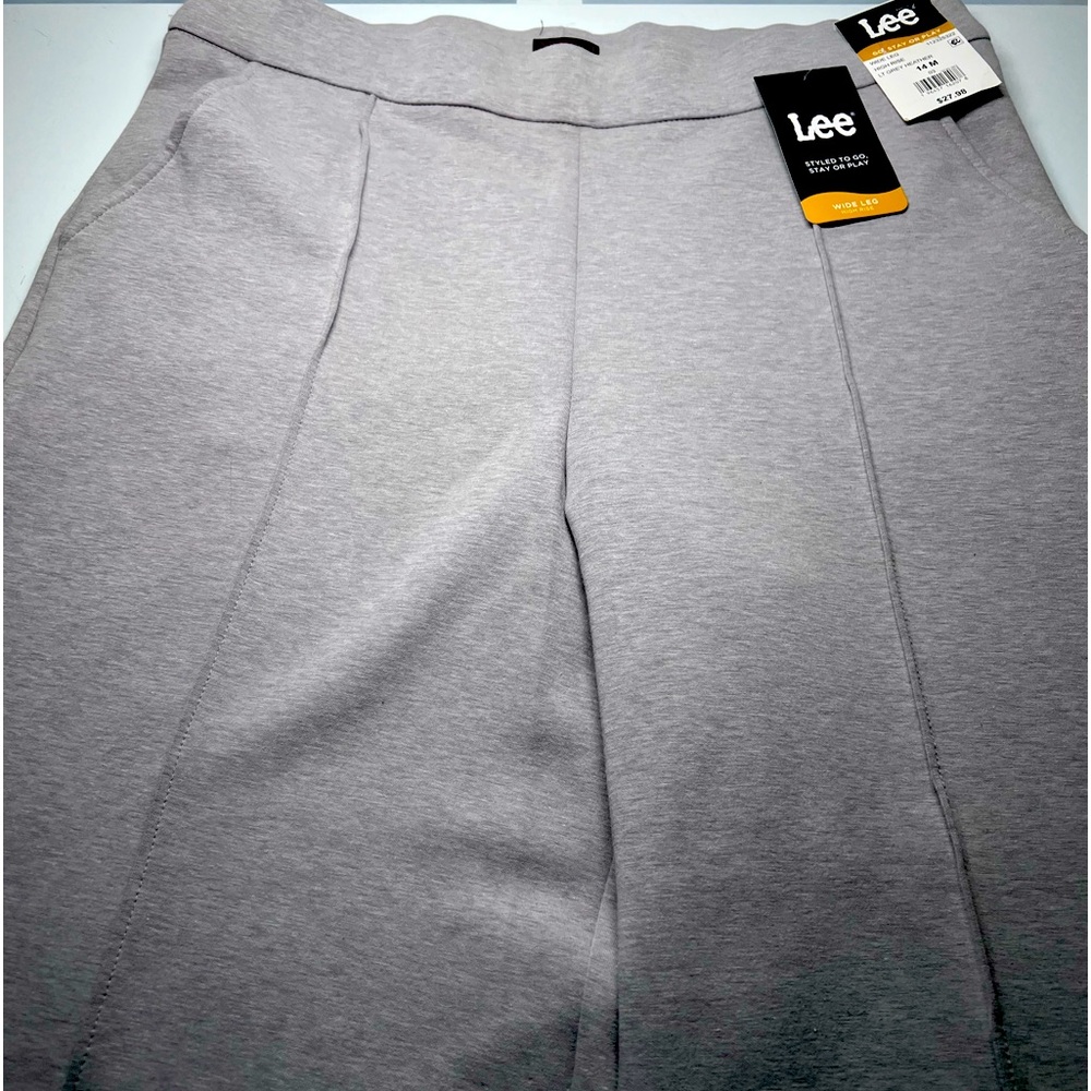 COPY - Lee Reto Gray Heather Pull On Wide Leg High Rise Knit Pants Sz 14
